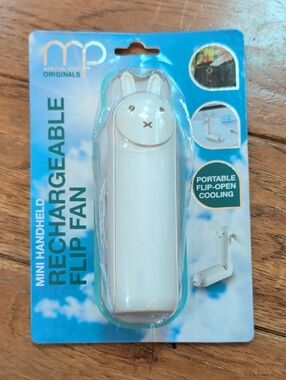 Mini Handheld Rechargeable Flip Fan Bunny - White